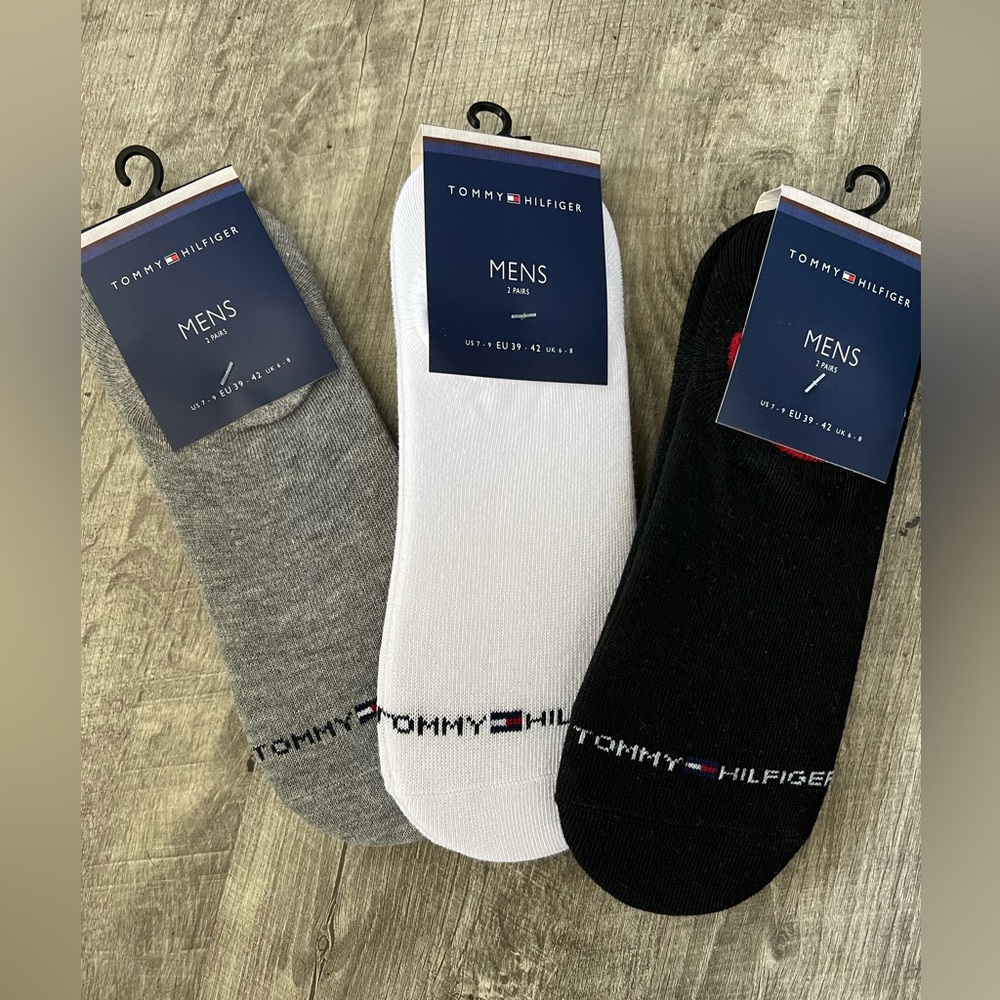 🔥TOMMY HILFIGER MENS NO SHOW Socks Gray White Black COLORS 7-9 U PICK 2 PK NWT